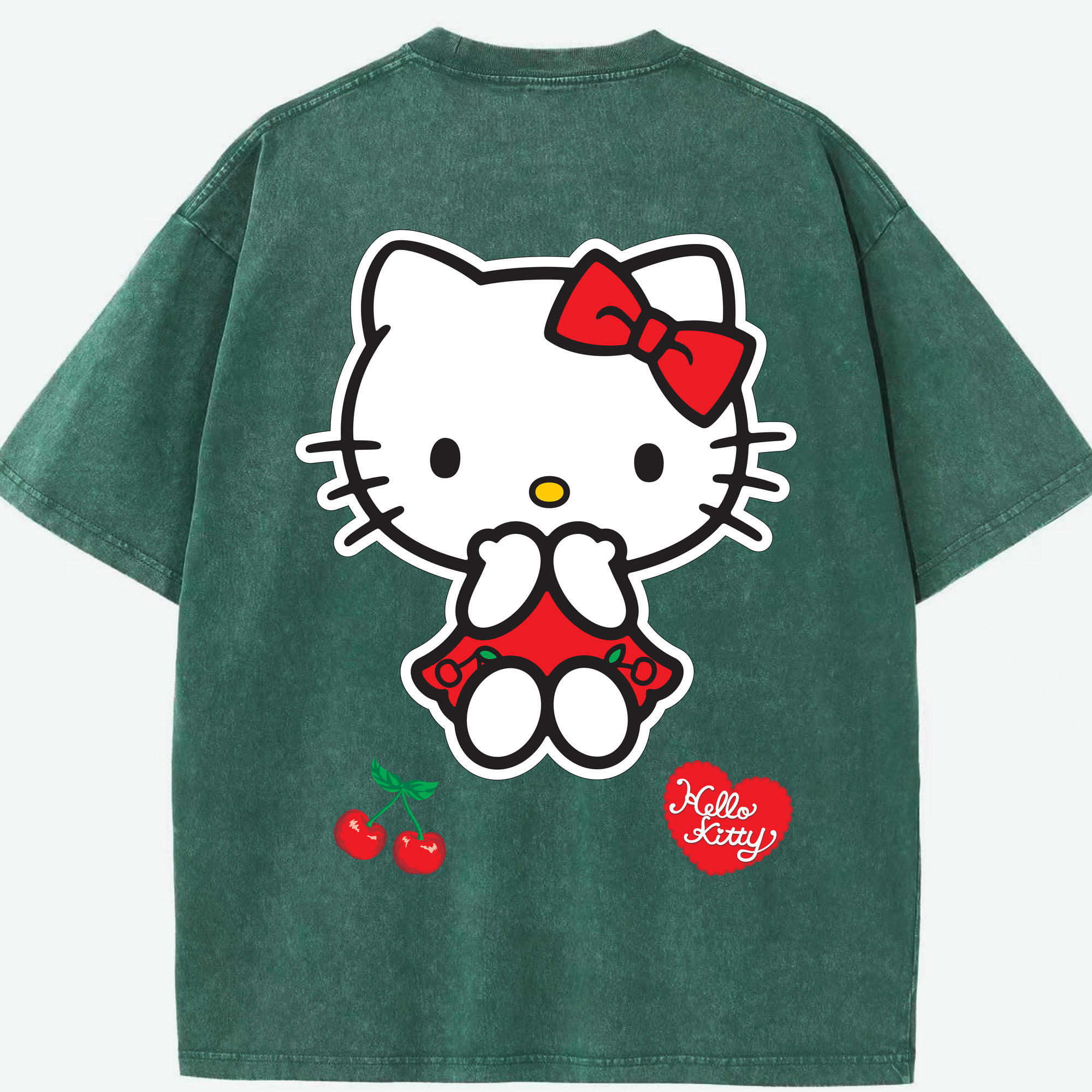（画像用） Hello Kitty ハローキティ 綿100% ヴィンテージ風 半袖Tシャツ（背面プリント）